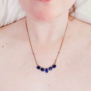 5 Stone Vintage Lapis Necklace